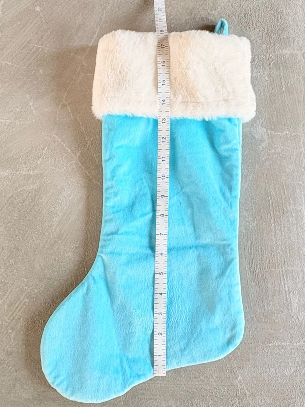 Light Blue Velvet Christmas 18”Stocking Monogram Plush Letter K White  NWT
